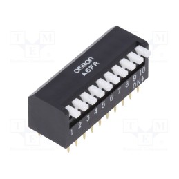 1 pcs x OMRON OCB - A6FR0104 - Switch: DIP-SWITCH, Poles number: 10, ON-OFF, 0.025A/24VDC, Pos: 2