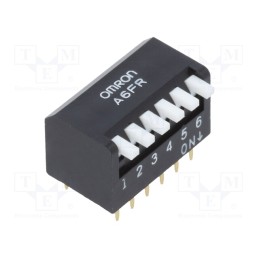 1 pcs x OMRON OCB - A6FR6104 - Switch: DIP-SWITCH, Poles number: 6, ON-OFF, 0.025A/24VDC, Pos: 2