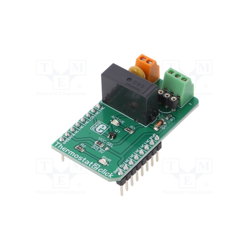 1 pcs x MIKROE - THERMOSTAT 2 CLICK - Click board, relay, 1-wire,GPIO, G6D1AASI-5DC, prototype board
