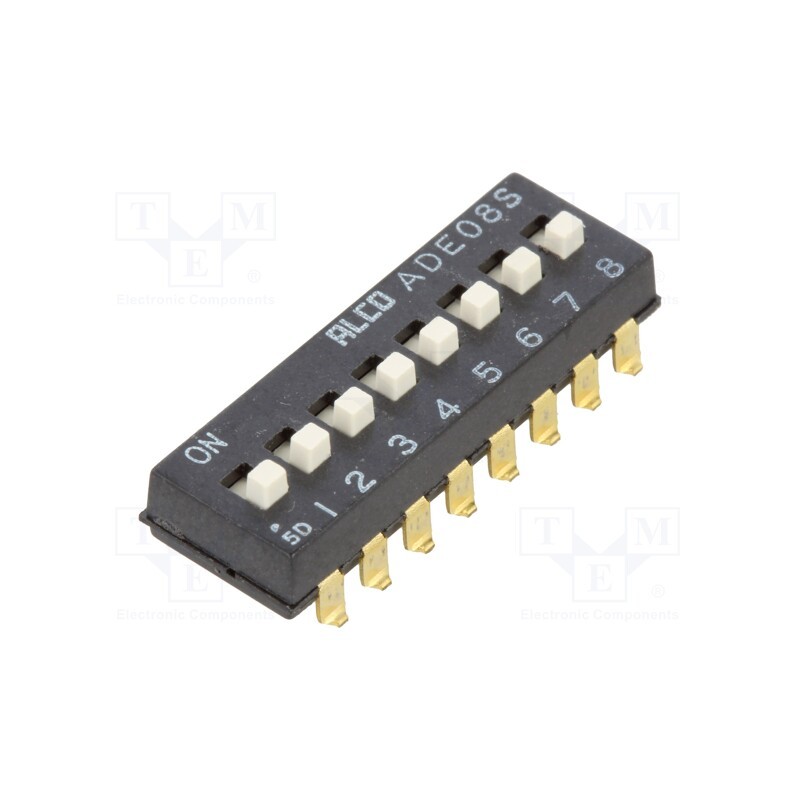 1 pcs x TE Connectivity - 1-1825058-9 - Switch: DIP-SWITCH, Poles number: 8, ON-OFF, -0.025A/24VDC, Pos: 2