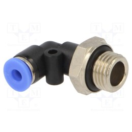 1 pcs x PNEUMAT-125.014-4 - Push-in fitting, angled, -0.95÷15bar, PBT, Thread: G 1/4', 0÷60°C