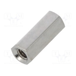 10 pcs x DREMEC - 1112X10 - Screwed spacer sleeve, 10mm, Int.thread: M2,5, hexagonal, brass
