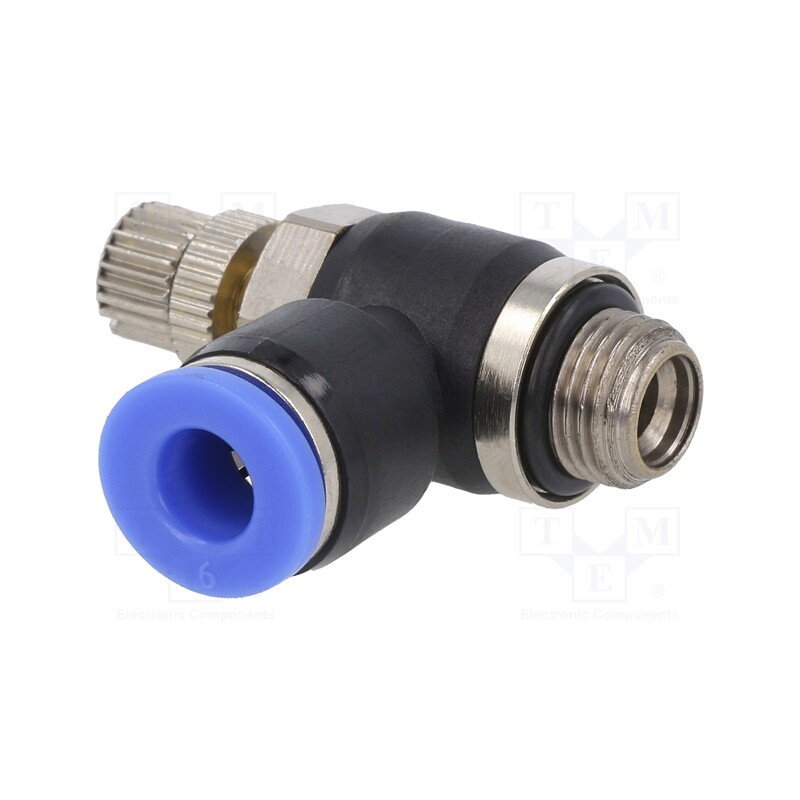 1 pcs x PNEUMAT-188.018-6 - Throttle-check valve, -0.95÷15bar, nickel plated brass,PBT