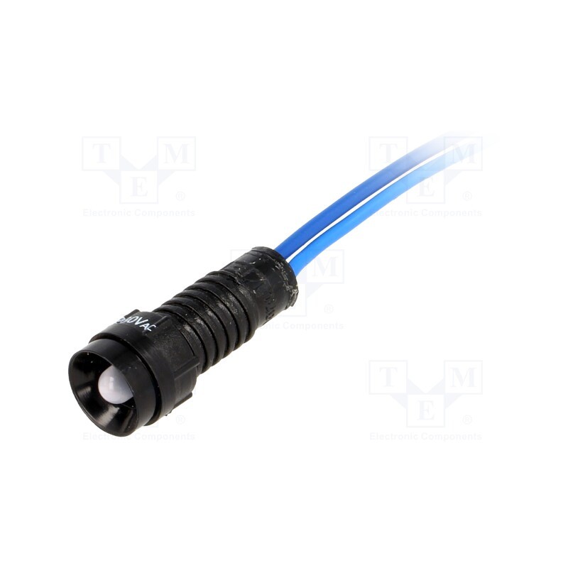 1 pcs x POLAM-ELTA - LB-D5-230AC - Indicator: LED, recessed, blue, 230VAC, Ø11mm, IP40, leads 300mm