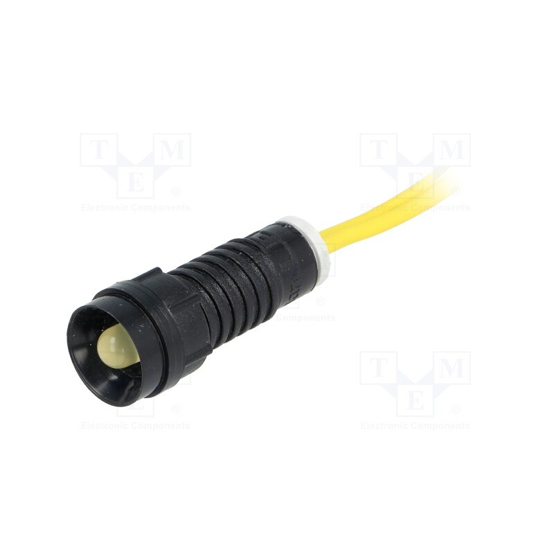 1 pcs x POLAM-ELTA - LY-D5-230AC - Indicator: LED, recessed, yellow, 230VAC, Ø11mm, IP40, leads 300mm