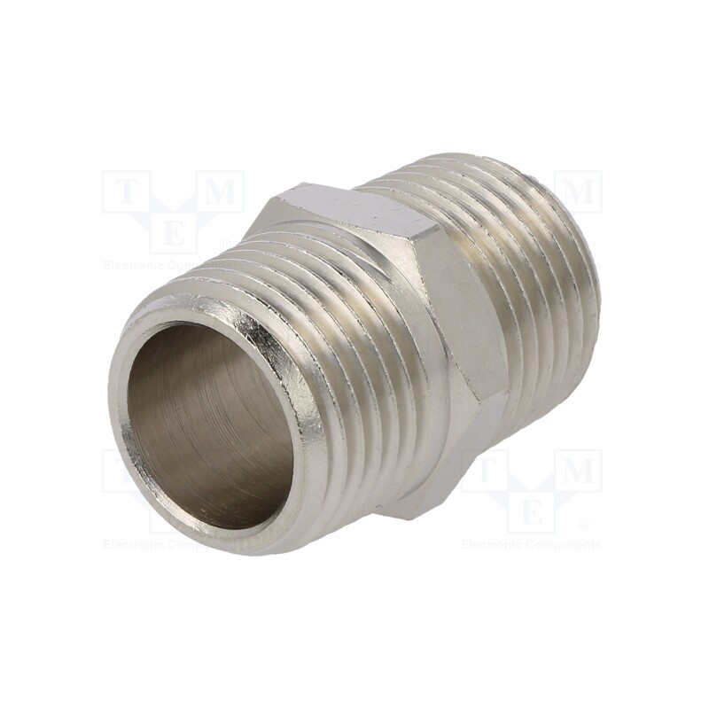 1 pcs x PNEUMAT-36527 - Nipple, straight, nickel plated brass, Thread: G 1/2', max.300°C