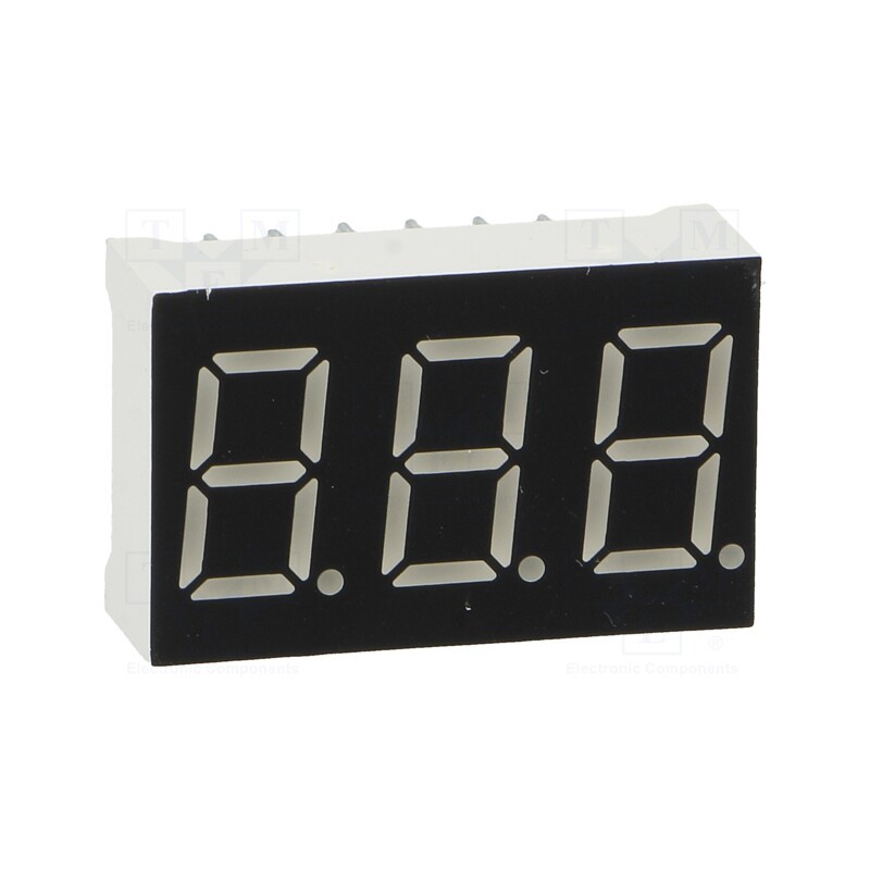1 pcs x WENRUN - LTD036BUE-101B-02 - Display: LED, 7-segment, 9.14mm, 0.36', No.char: 3, red, 6.5mcd