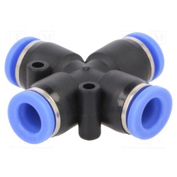 2 pcs x PNEUMAT-139.008 - Push-in fitting, -0.95÷15bar, PBT, Features: 4-fold branch