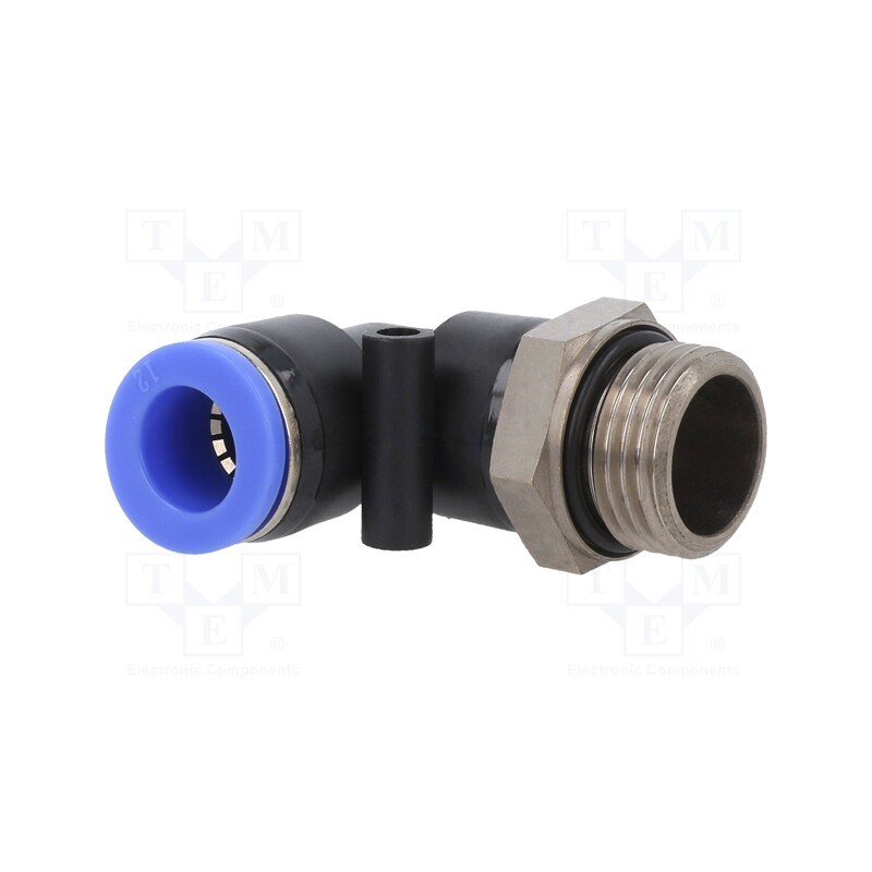 1 pcs x PNEUMAT-125.012-12 - Push-in fitting, angled, -0.95÷15bar, PBT, Thread: G 1/2', 0÷60°C