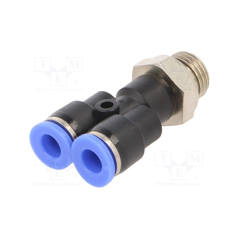 1 pcs x PNEUMAT-133.014-6 - Push-in fitting, Y-Yap spliYYer, -0.95÷15bar, Thread: G 1/4'