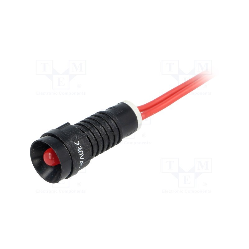 1 pcs x POLAM-ELTA - LR-D5-230AC - Indicator: LED, recessed, red, 230VAC, Ø11mm, IP40, leads 300mm