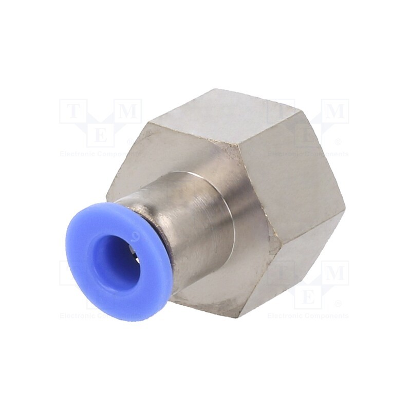 1 pcs x PNEUMAT-124.038-6 - Push-in fitting, straight, -0.95÷15bar, nickel plated brass