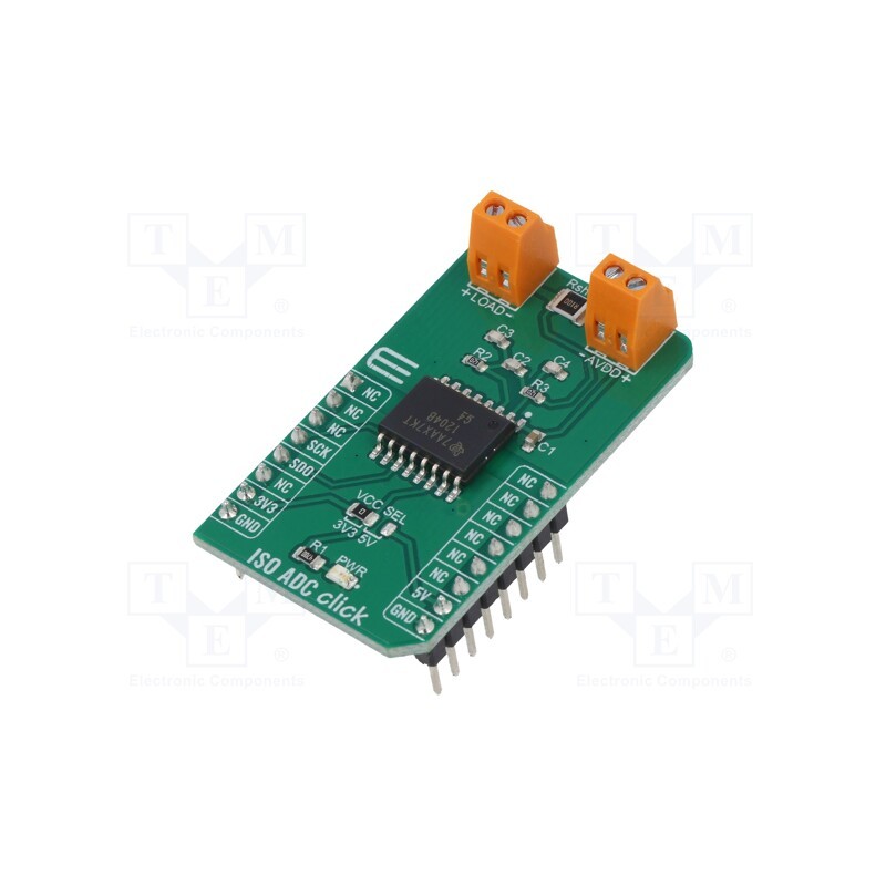 1 pcs x MIKROE - ISO ADC CLICK - Click board, A/D converter, SPI, AMC1204BDWR, prototype board