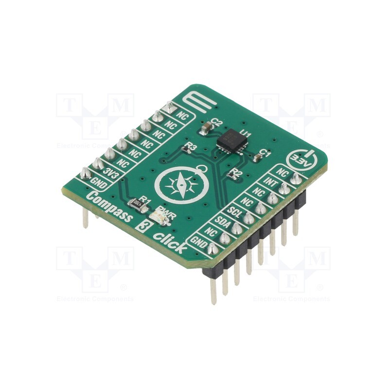 1 pcs x MIKROE - COMPASS 3 CLICK - Click board, magnetic field sensor, I2C, MMC5883MA, 3.3VDC
