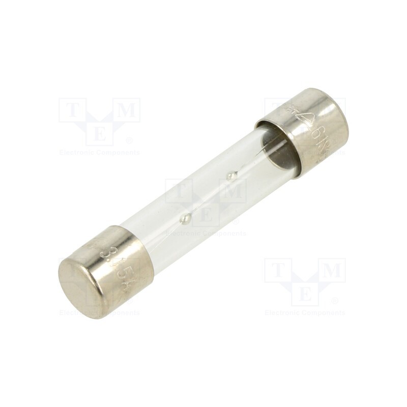 5 pcs x OPTIFUSE - TSA-3.15A - Fuse: fuse, time-lag, 3.15A, 250VAC, glass, 6.3x32mm, brass, TSA