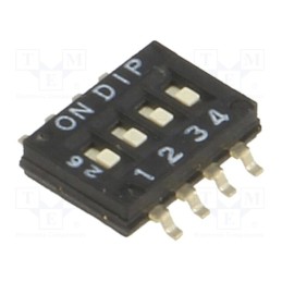 1 pcs x CANAL ELECTRONIC - DHN-04F-T-V - Switch: DIP-SWITCH, Poles number: 4, ON-OFF, 0.1A/50VDC, Pos: 2