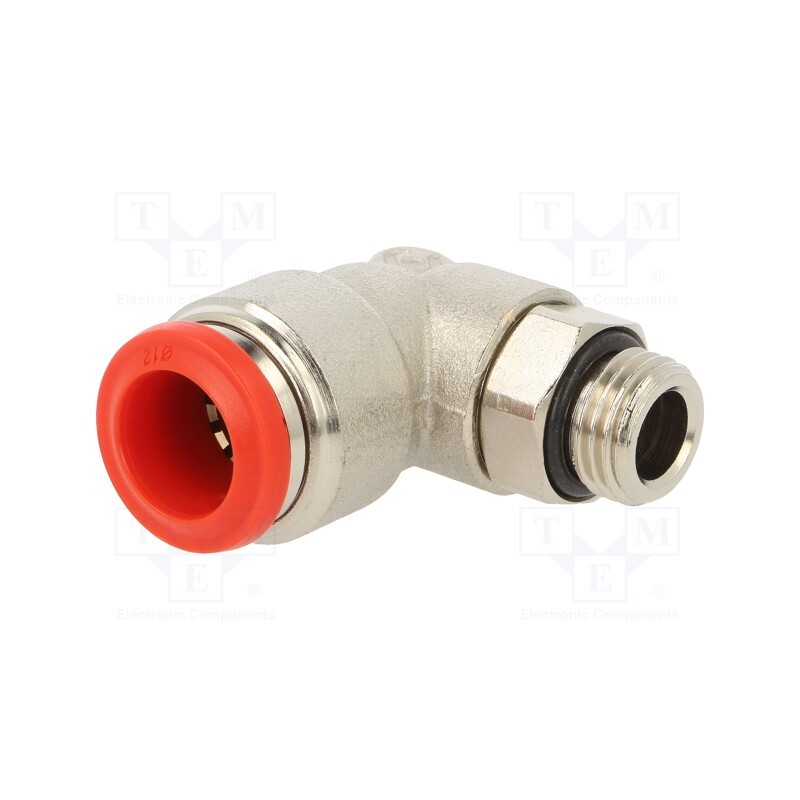 1 pcs x AIGNEP-50116 12-1/4 - Push-in fitting, angled, -0.99÷20bar, nickel plated brass