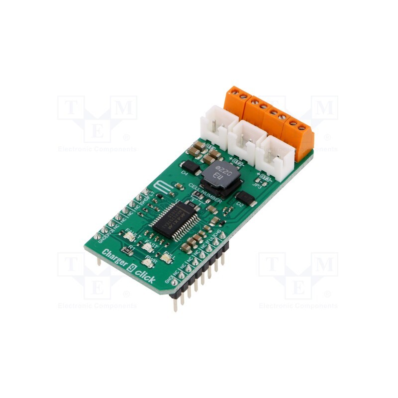 1 pcs x MIKROE - CHARGER 9 CLICK - Click board, charger, GPIO, MAX1757, prototype board, 3.3VDC