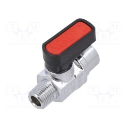 1 pcs x PNEUMAT-6310 1/8-1/8 - Mechanical ball valve, max.20bar, nickel plated brass, -20÷80°C