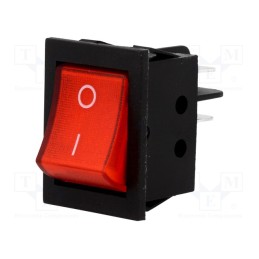 1 pcs x - RS2013C3RD - ROCKER, DPST, Pos: 2, ON-OFF, 15A/250VAC, red, none, 35mΩ, Body: black