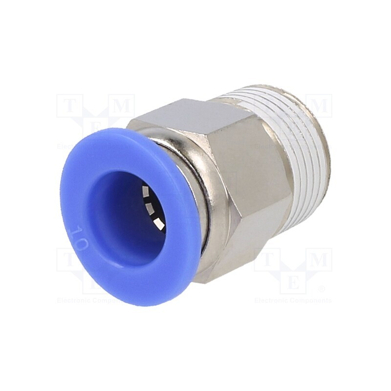 2 pcs x PNEUMAT-123.038-10 - Push-in fitting, straight, -0.95÷15bar, nickel plated brass