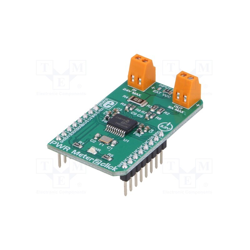 1 pcs x MIKROE - PWR METER 2 CLICK - Click board, power meter, SPI, MCP3910, prototype board, 3.3VDC