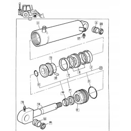 Set of seals for the JCB excavator L steering cylinder