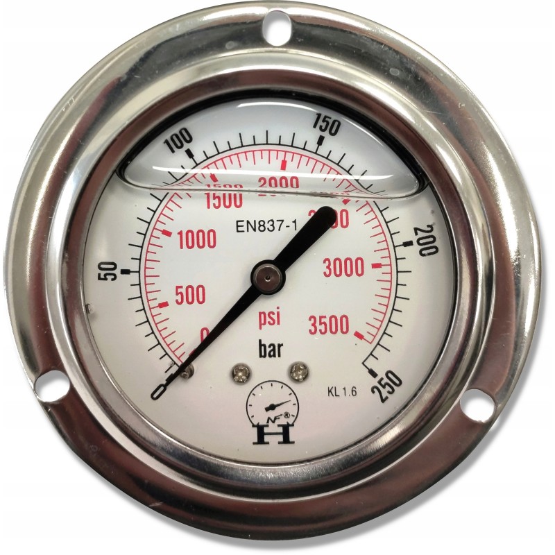 Hydraulic panel pressure gauge 0 250 bar