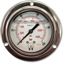 Panel pressure gauge 0 100 bar rear connection