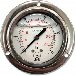Hydraulic panel pressure gauge 0 25 bar