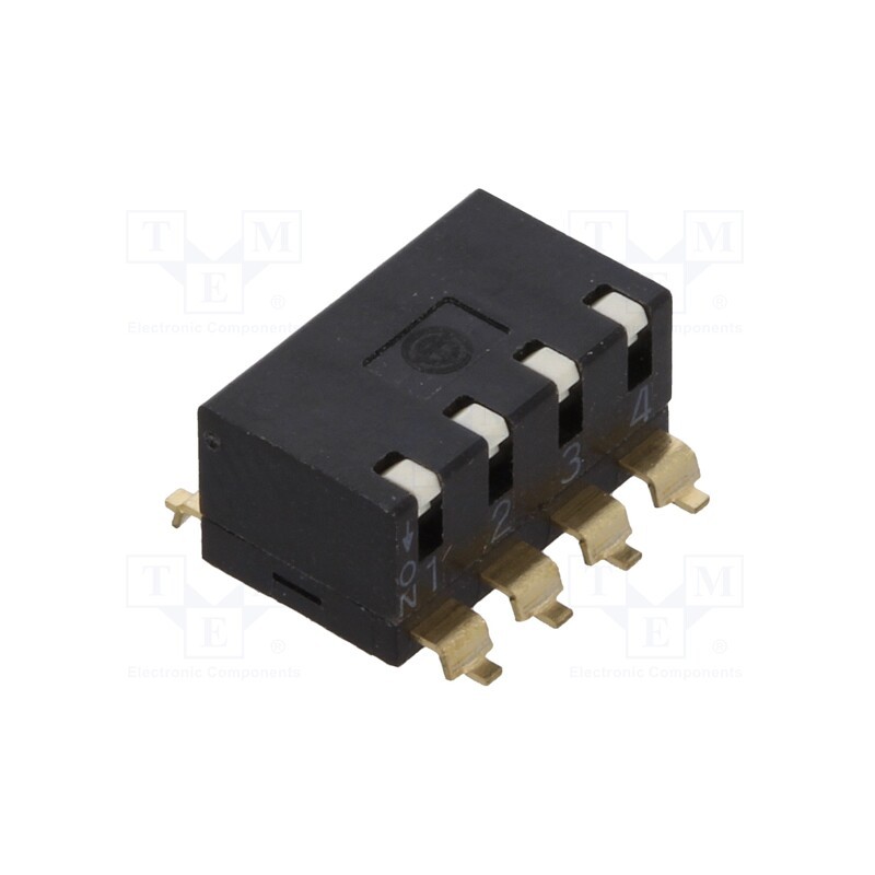 1 pcs x OMRON OCB - A6SR-4101 - Switch: DIP-SWITCH, Poles number: 4, ON-OFF, 0.025A/24VDC, Pos: 2