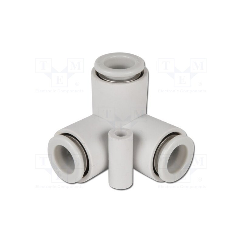 1 pcs x SMC-KQ2D04-00A - Tee fitting, angled 90°,plug-in, -1÷10bar, polypropylene