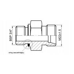 Straight hydraulic connection, nipple 3 4 22
