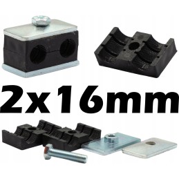 Clamp for 2x16 pipes and hydraulic lines