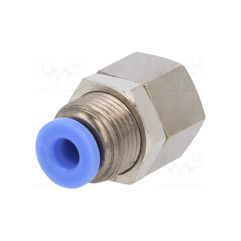 2 pcs x PNEUMAT-151.018-4 - Push-in fitting, bulkhead,straight, -0.95÷15bar, Thread: Rc 1/8'