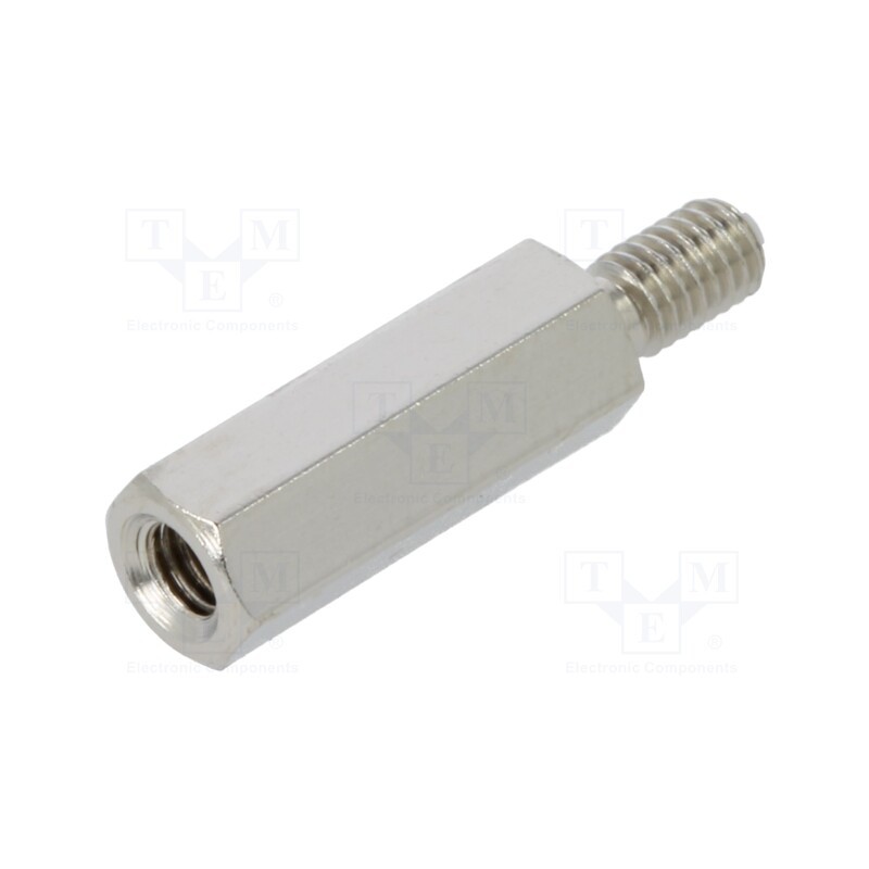 10 pcs x DREMEC - 213X14K - Screwed spacer sleeve, 14mm, Int.thread: M3, Ext.thread: M3, brass