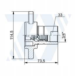 Screwed butterfly quick connector, 3 4 vcr plug