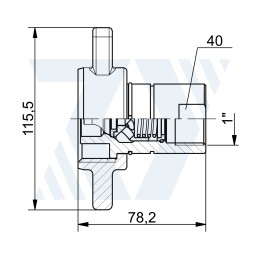 Screwed butterfly quick connector, 1 vcr plug