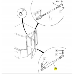 Door gas actuator for JCB backhoe loader