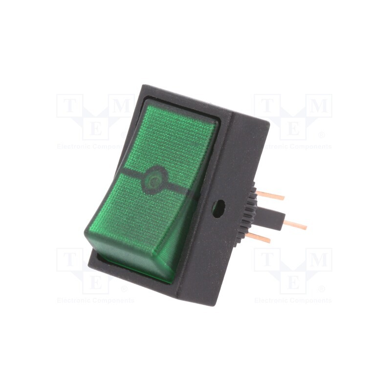 1 pcs x SCI - R13-207B-01-BG - ROCKER, SPST, Pos: 2, ON-OFF, 30A/12VDC, green, neon lamp, 50mΩ