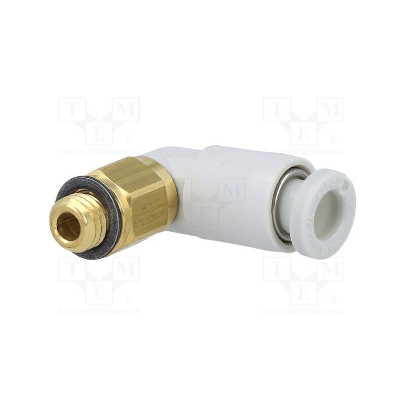 1 pcs x SMC-KQ2L04-M5A - Push-in fitting, threaded,angled 90°, -1÷10bar, Thread: M5