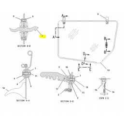 Window latch handle for cat backhoe loader