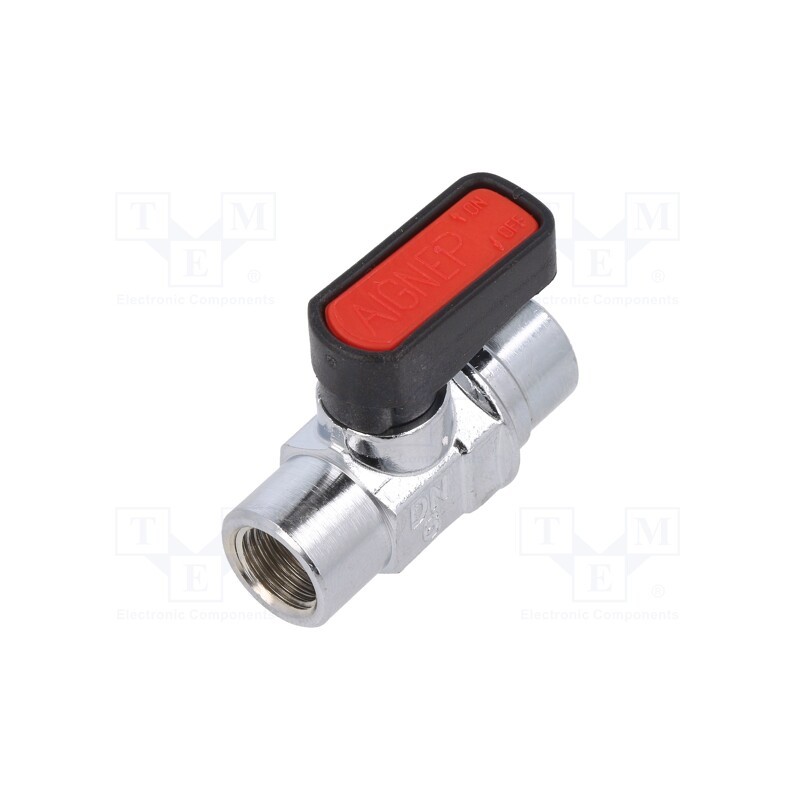 1 pcs x PNEUMAT-6300 1/8-1/8 - Mechanical ball valve, max.20bar, nickel plated brass, -20÷80°C