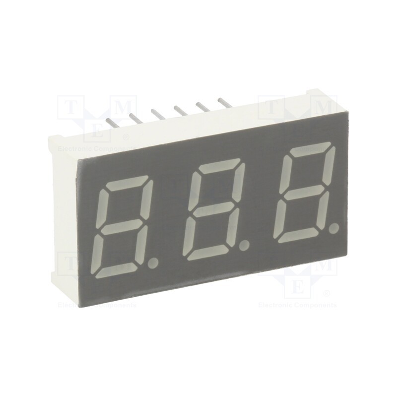 1 pcs x LUCKYLIGHT - KW3-401CVA - Display: LED, 7-segment, 10.2mm, 0.4', No.char: 3, red, 35÷70mcd