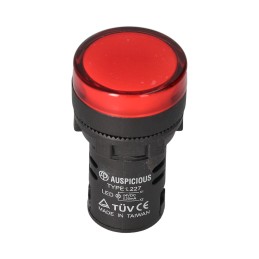 Convex red LED indicator light 22mm 24v