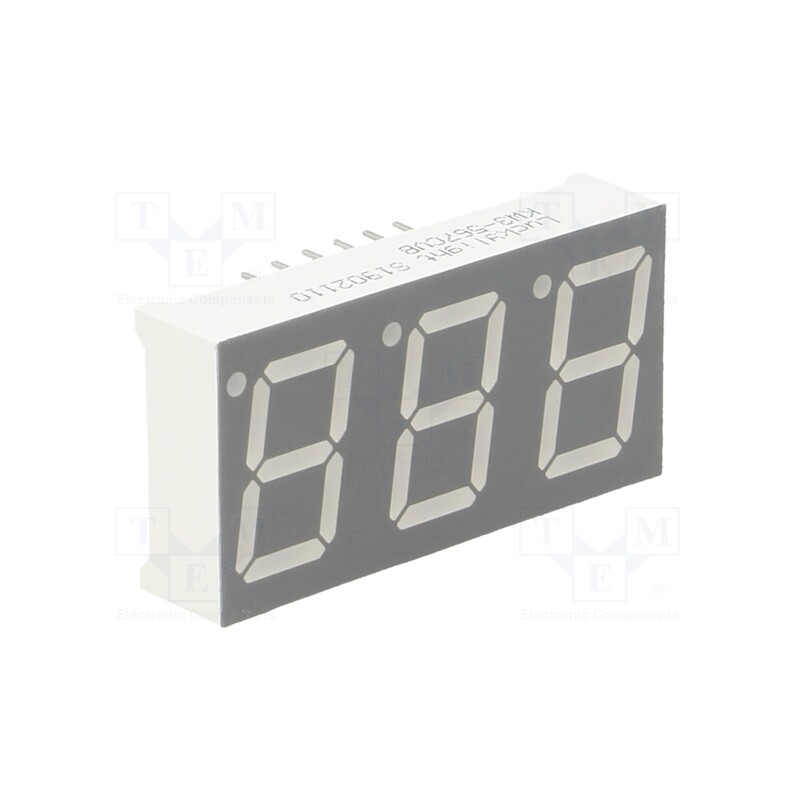 1 pcs x LUCKYLIGHT - KW3-567CVB - Display: LED, 7-segment, 14.2mm, 0.56', No.char: 3, red, 40÷80mcd