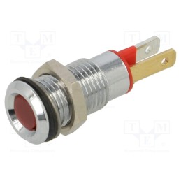 1 pcs x CML INNOVATIVE TECHNOLOGIES - 19010050 - Indicator: LED, flat, red, 2VDC, Ø8mm, connectors 2,0x0,8mm, metal