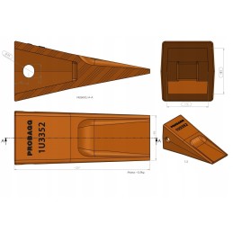 Tooth for bucket cat j350 long 1u 3352 1u3352
