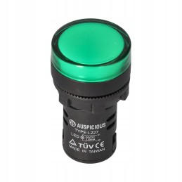 Convex green LED indicator light 22mm 24v