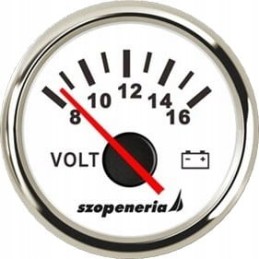 Voltage indicator voltmeter 8 16 v 52 mm white